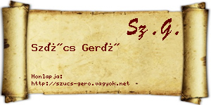 Szűcs Gerő névjegykártya