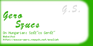 gero szucs business card